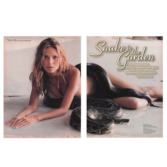 2000 Heidi Klum Sexy Woman Bikini Snake Legs Print Ad Poster Magazine Page Pinup - Picture 1 of 3
